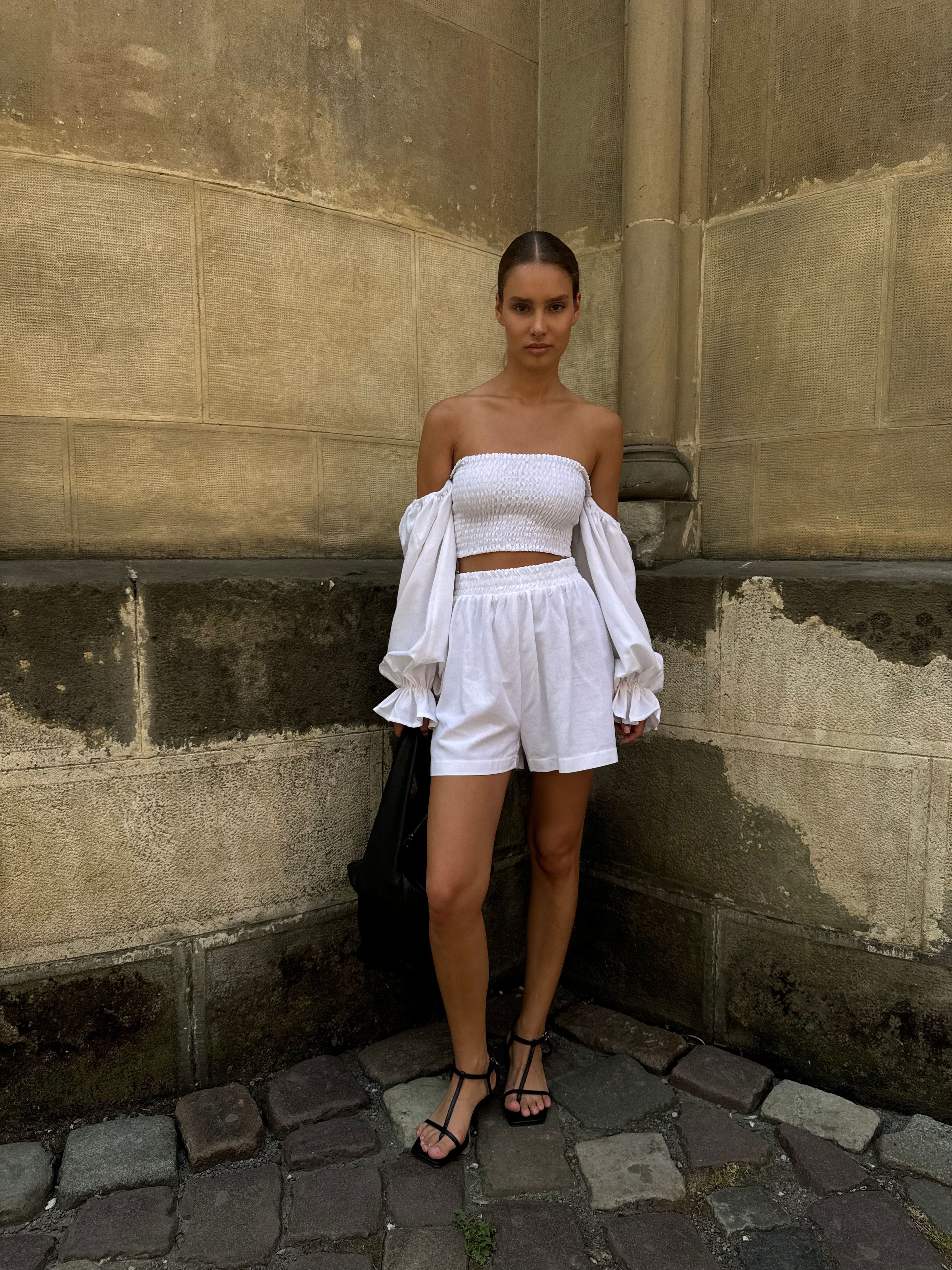 Elastic Top and Shorts Matching Set