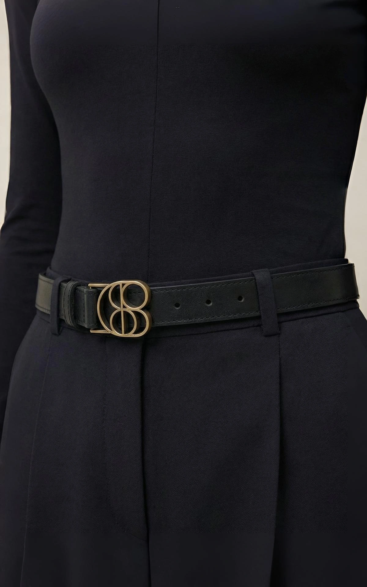 Leather Belt with Branded Buckle