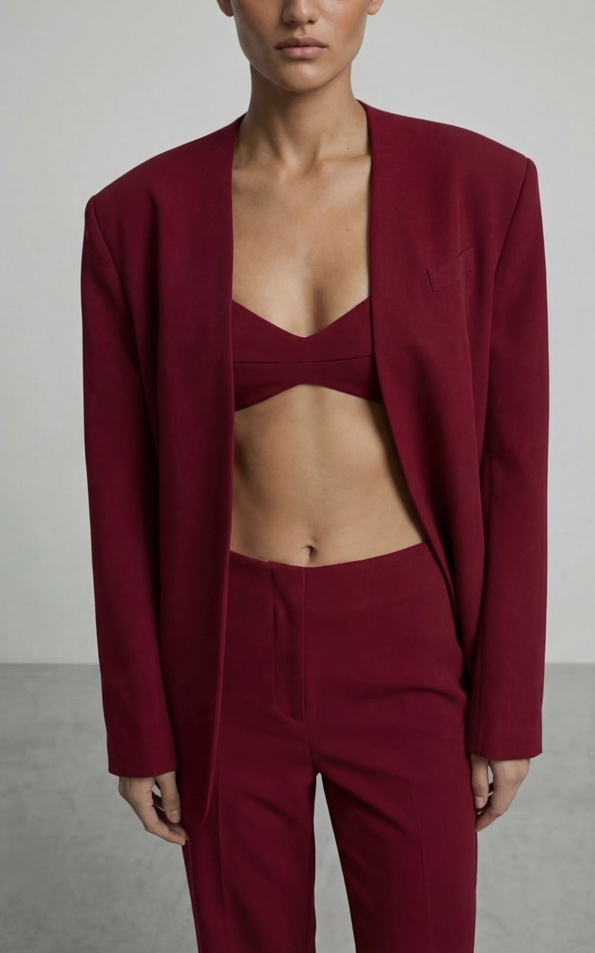 Collarless Tailored Jacket