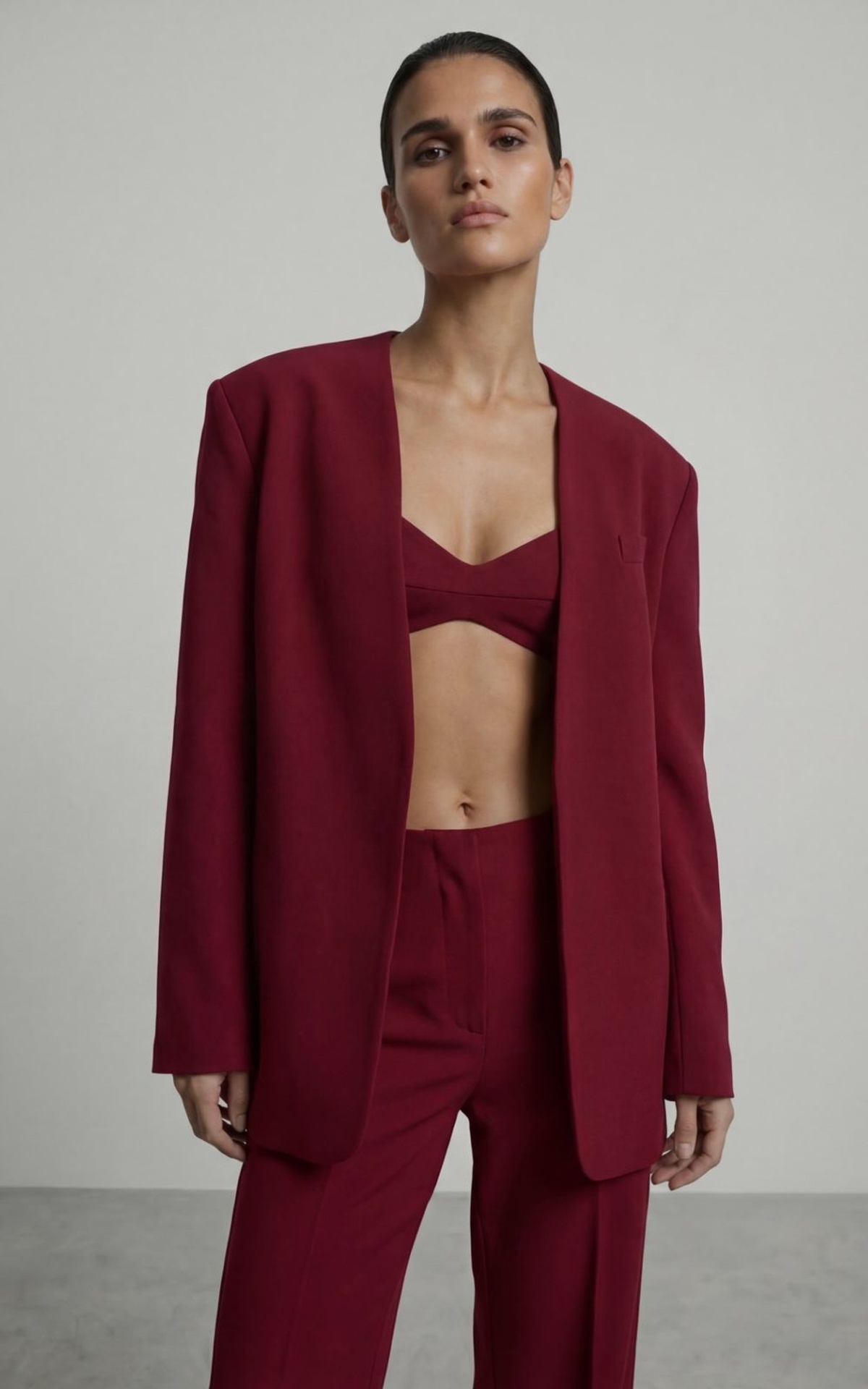 Collarless Tailored Jacket