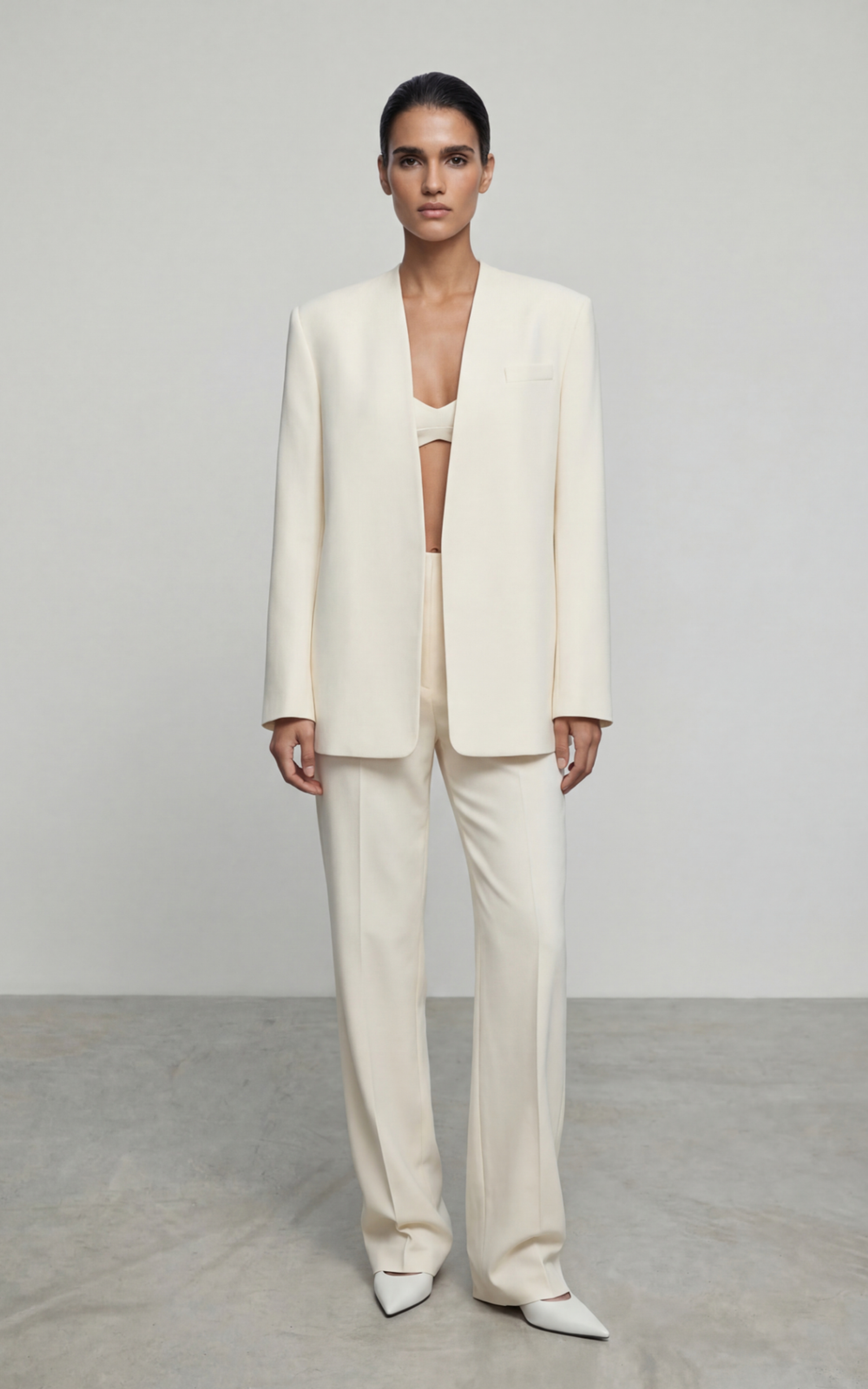 Collarless Tailored Jacket