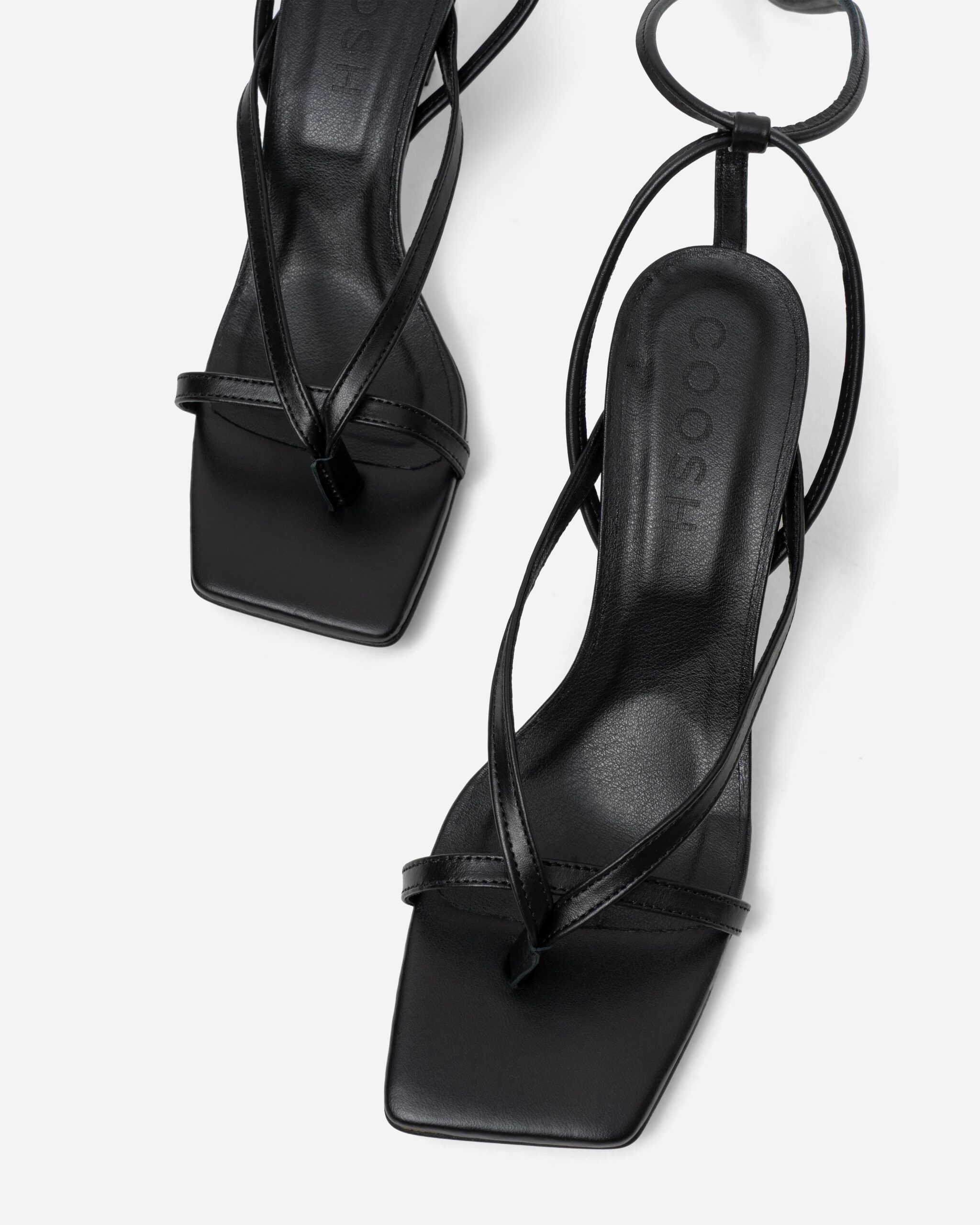 Lace-up Leather Sandals - Black | COOSH