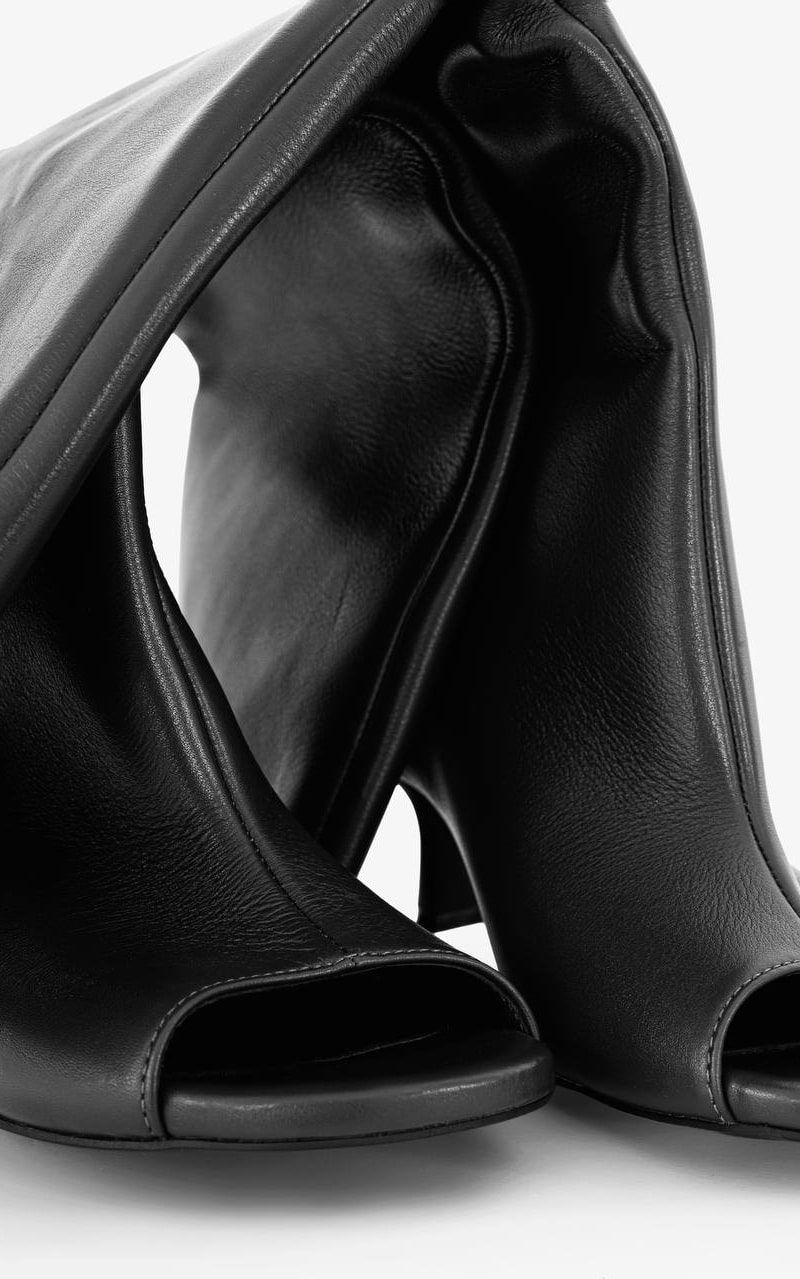 Leather SAFARI BOOTS with Open Toe - Black | COOSH