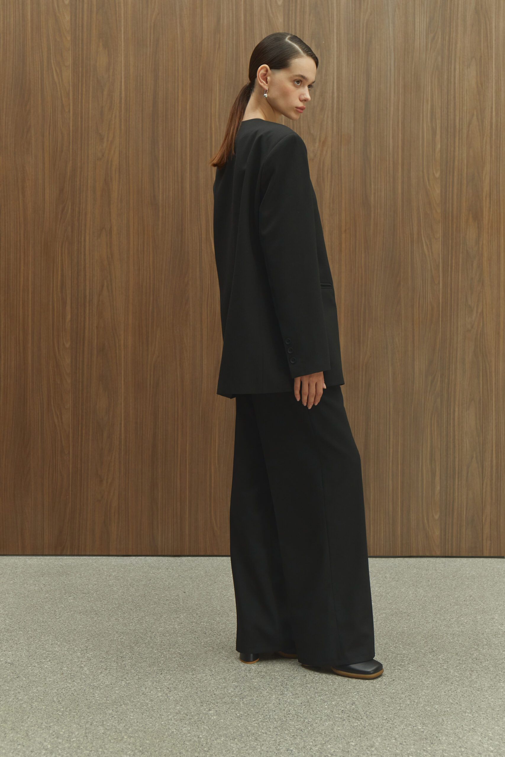 Collarless Oversize Blazer - Black | COOSH