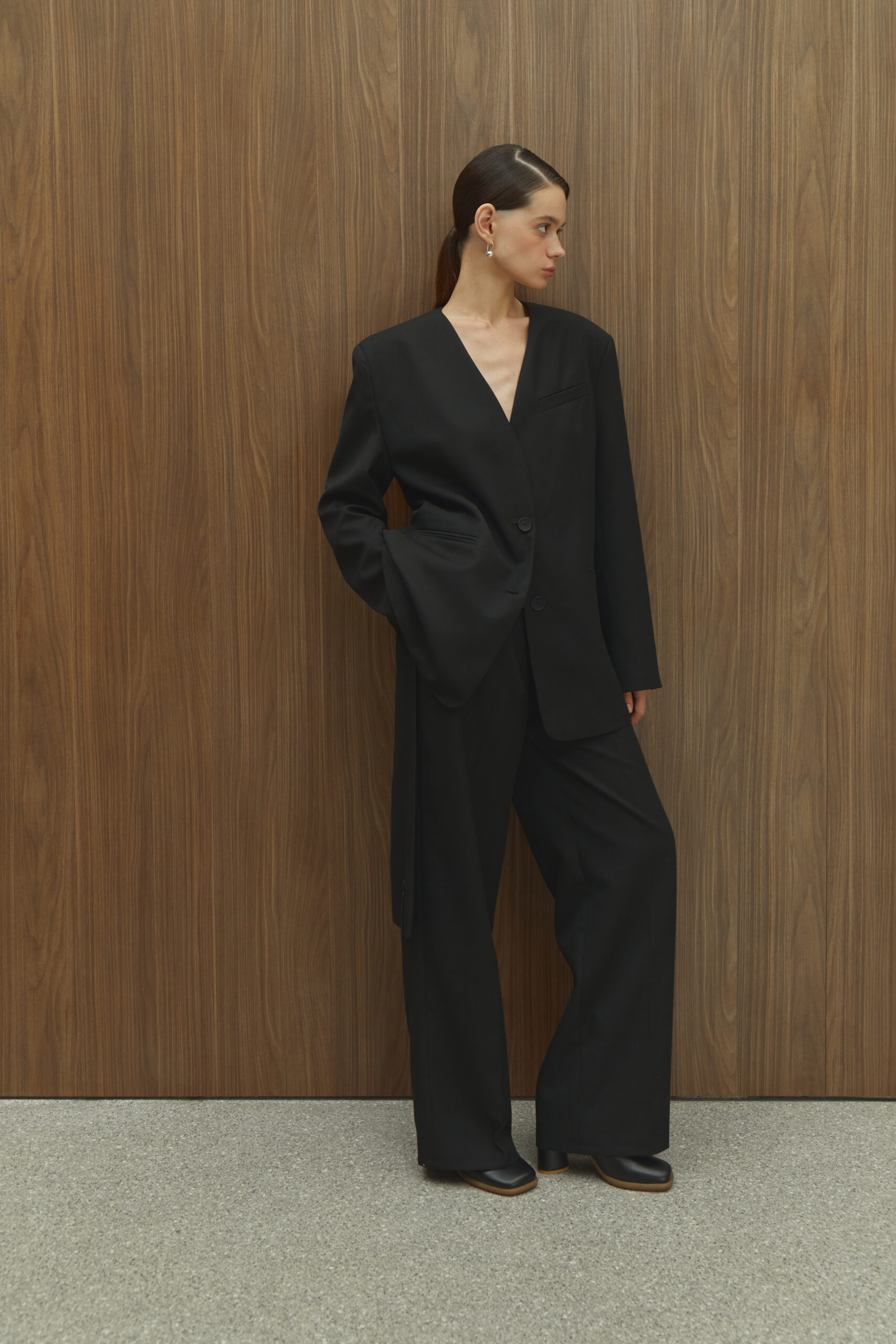 Collarless Oversize Blazer - Black | COOSH