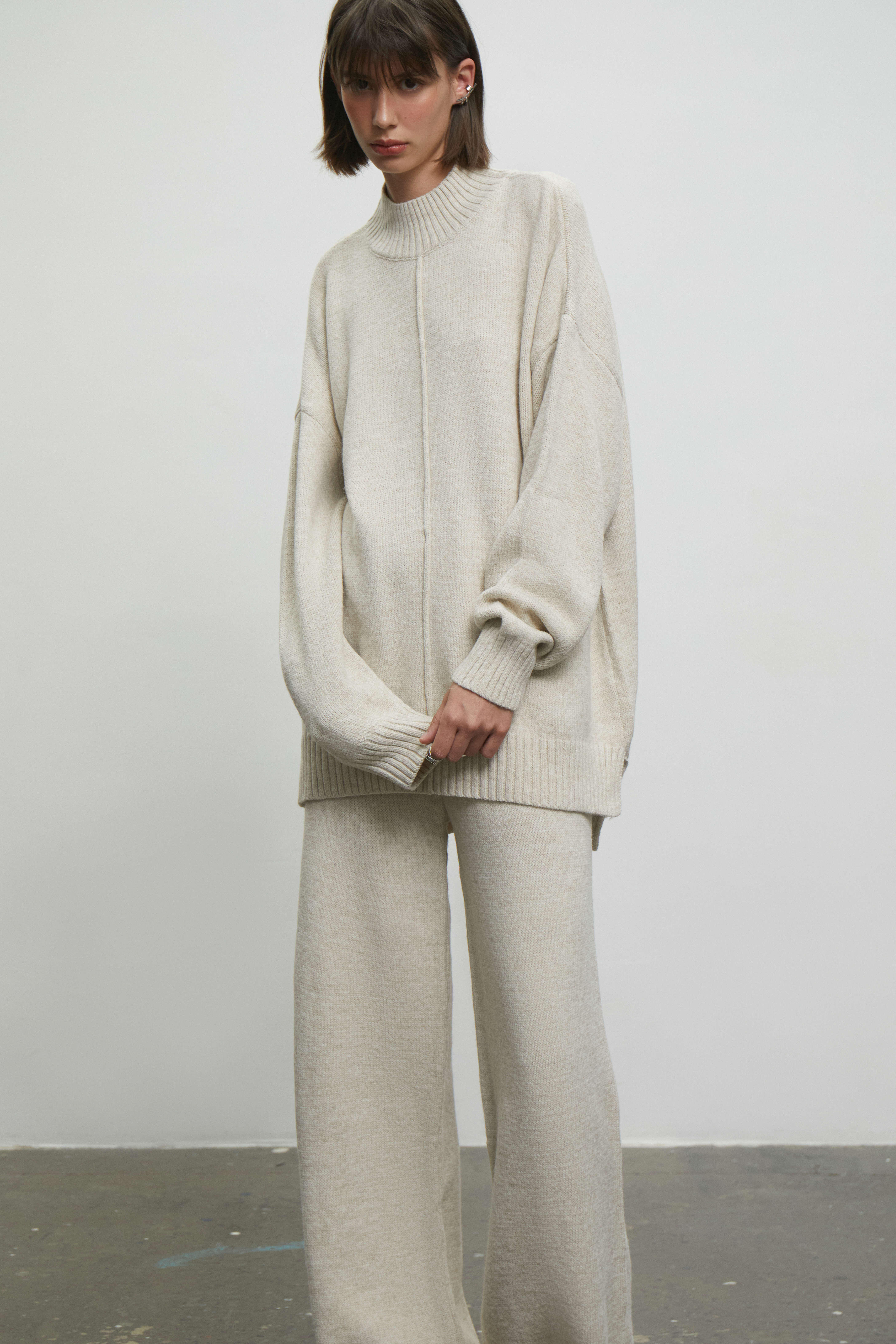 トップス ANDMARY Kitty knit set beige Kitty knit set