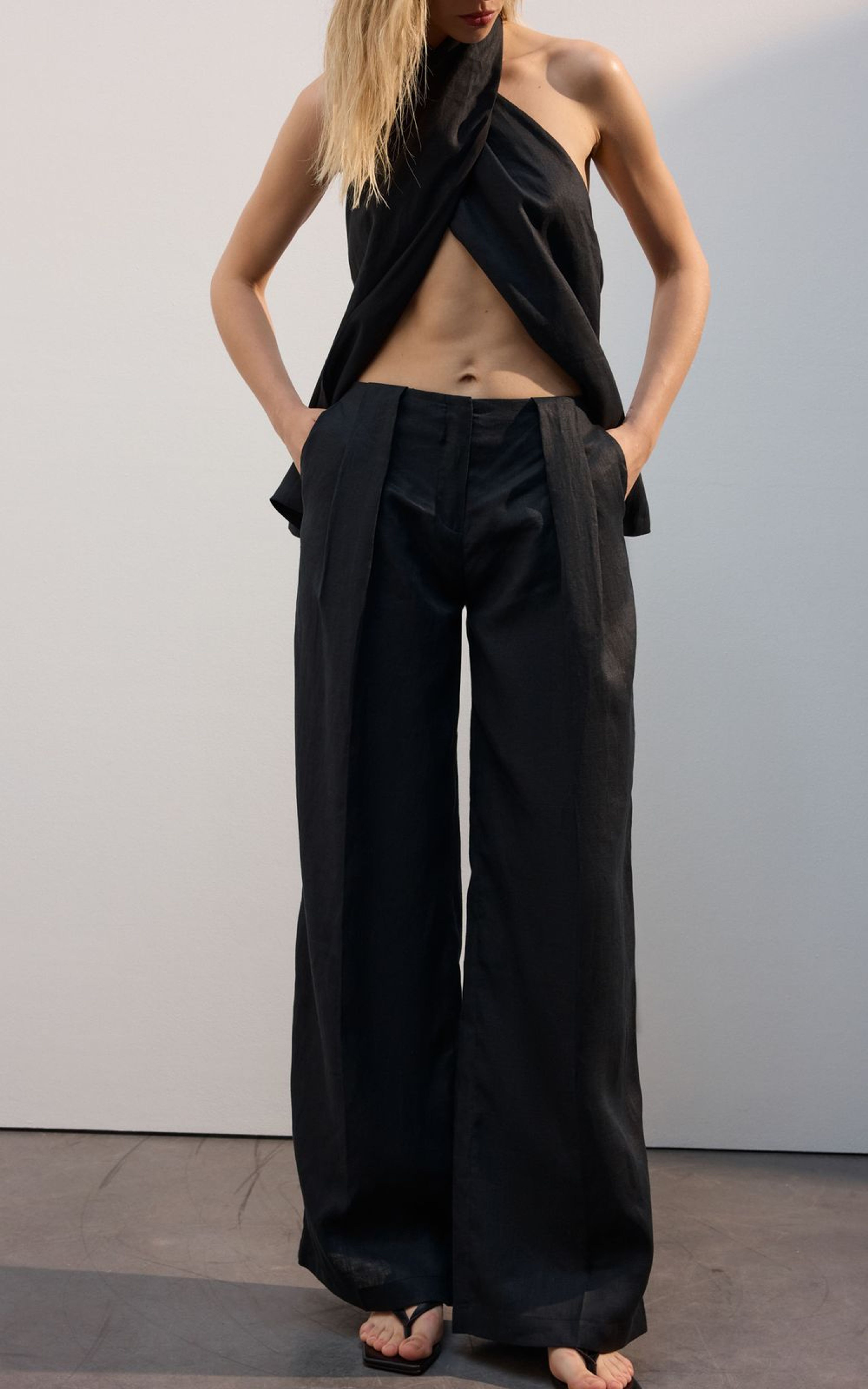 Штани палаццо з середньою посадкою з органічної коноплі