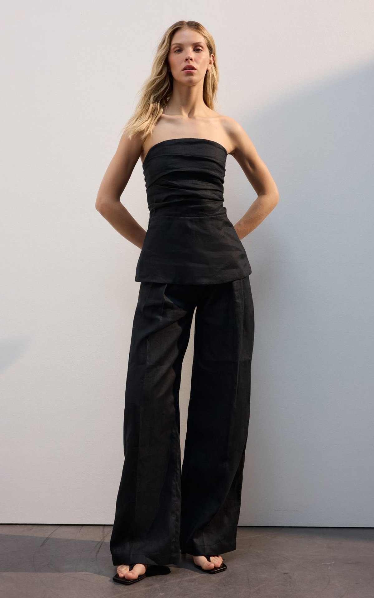 Shirred Hemp Bandeau Top