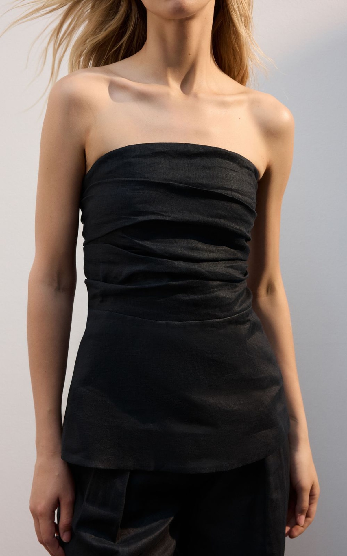 Shirred Hemp Bandeau Top